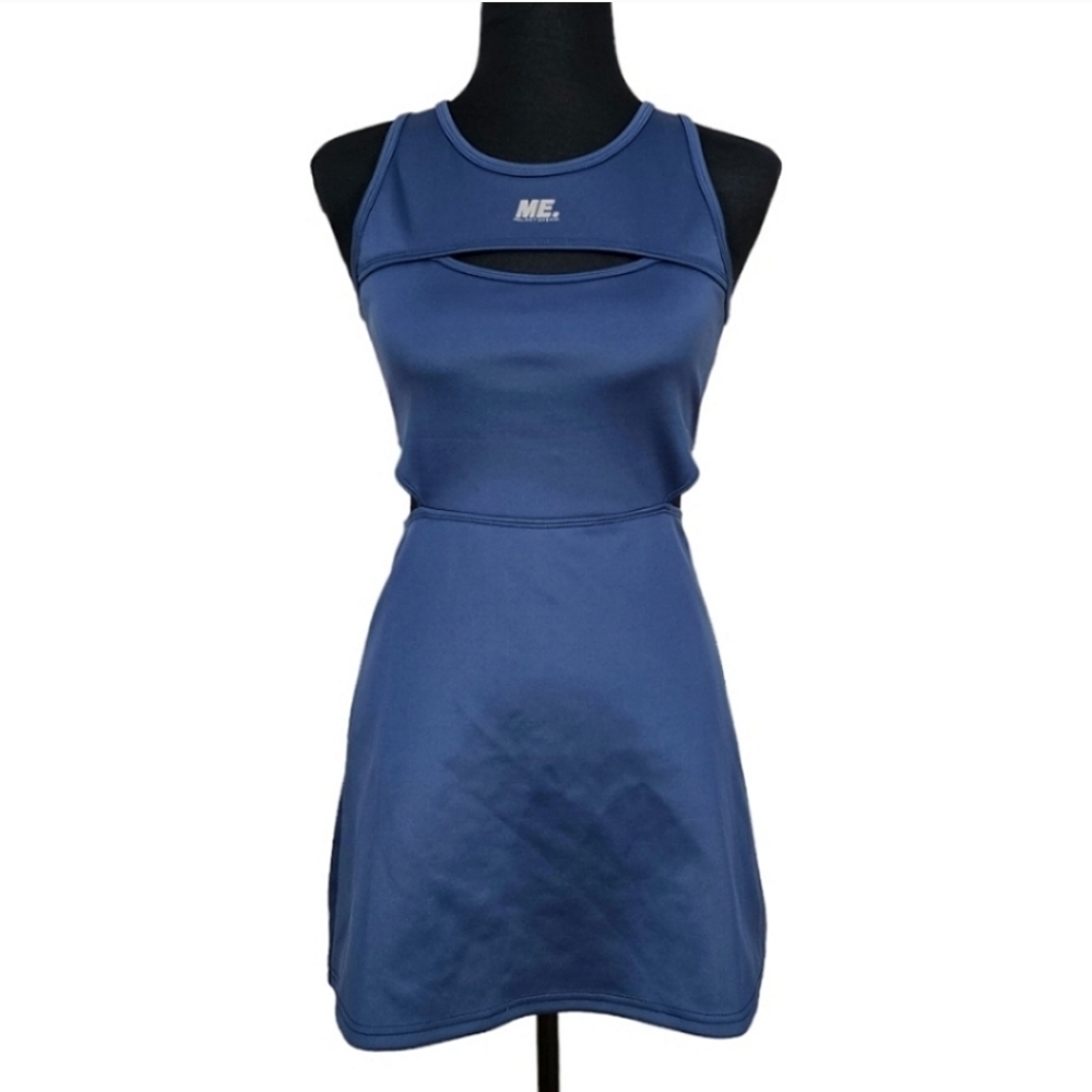 Melody Ehsani ME Womens Sleeveless Halter Mini Dress Sz Small Blue Tennis Prep - Picture 3 of 15